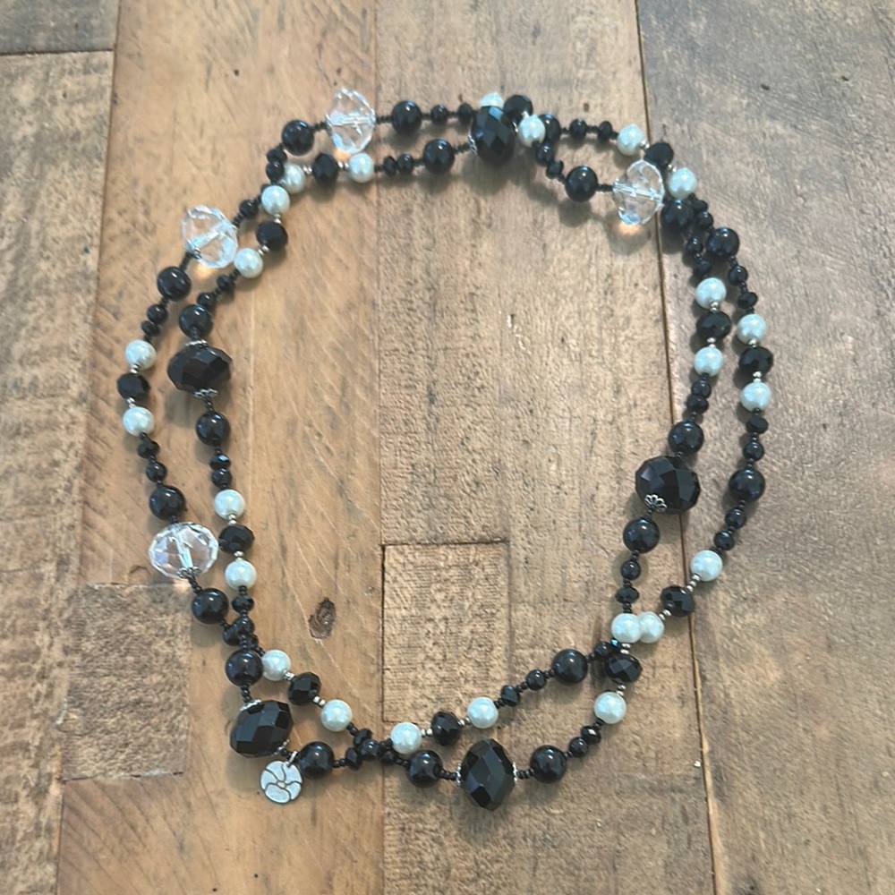 FURLA - Made in Italy  Black , Clear and White Beaded Necklace